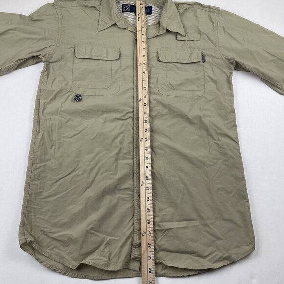 Go Fish Adventure Apparel Button Up Fishing Shirt Men’s M Roll Tab Sleeve - Picture 4 of 14